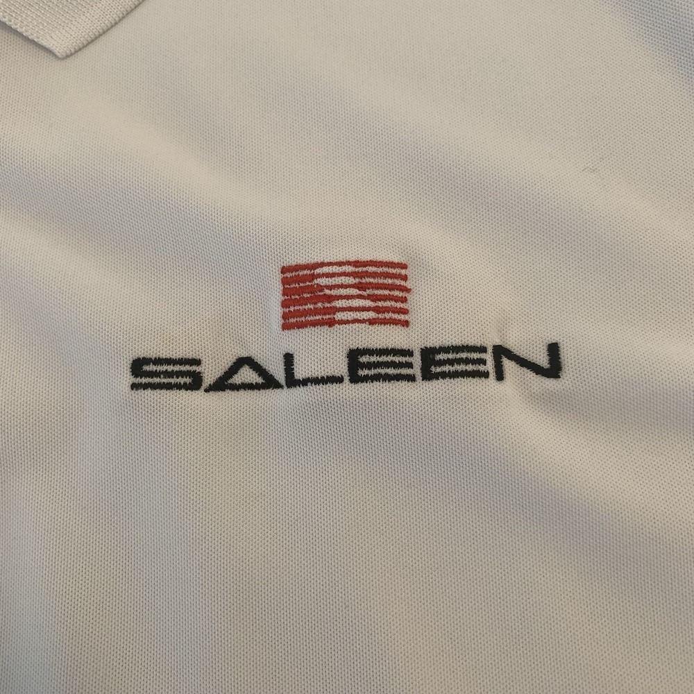 Nike Polo Shirt Mens 3XL White Saleen 40 Logo Racing Golf Performance Casual